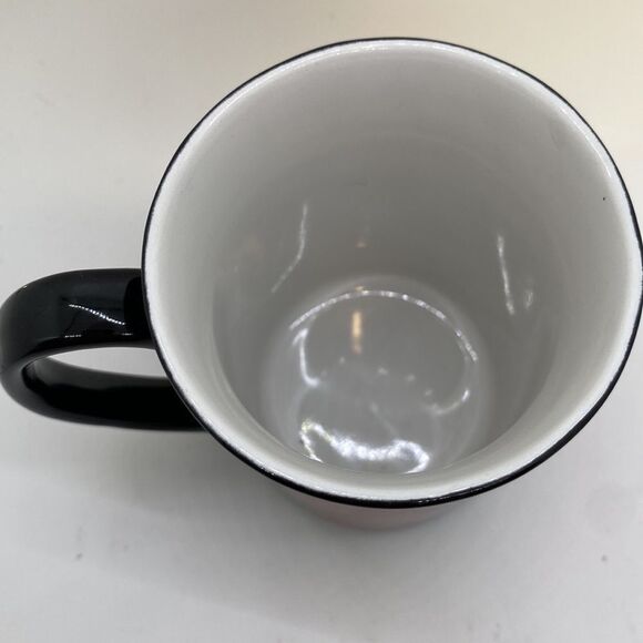 Poinsettia Coffee Mug Black w Red Christmas Flower Vintage Cup - Picture 6 of 8